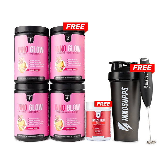 3 BOTTLES OF INNO GLOW + 1 Free + 3 Free Items